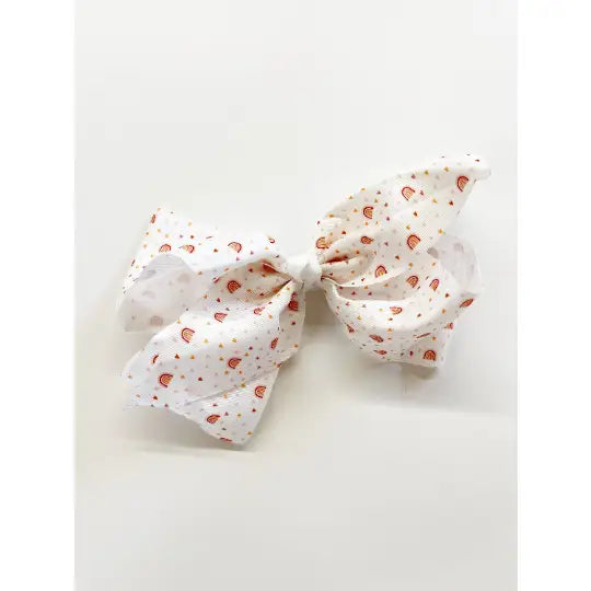 Little Neutral Rainbow 7” Grosgrain Hair Bow