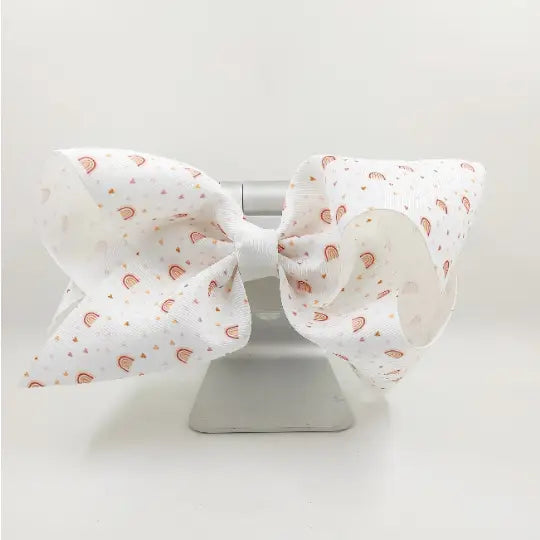Little Neutral Rainbow 7” Grosgrain Hair Bow