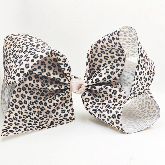Leopard Cheetah Print 7” Grosgrain Hair Bow