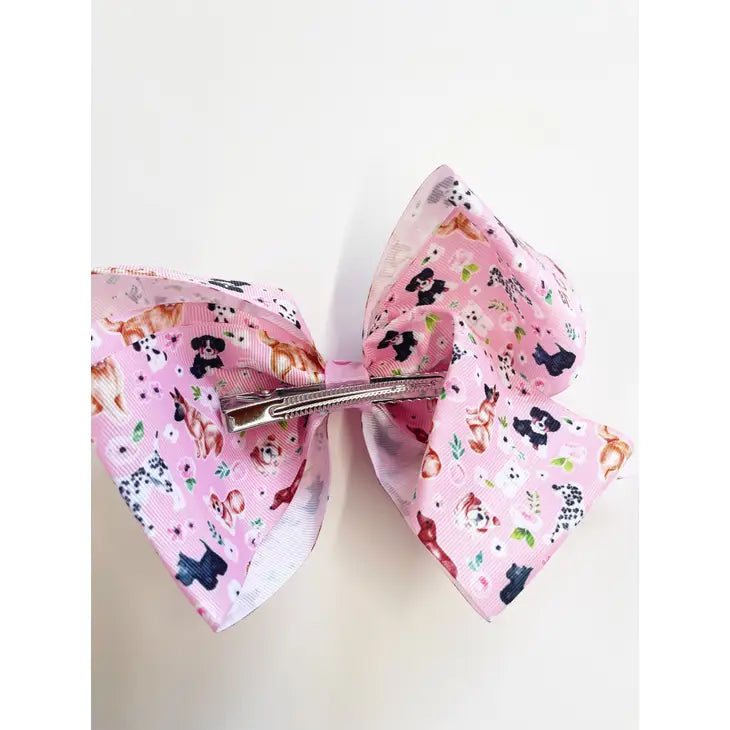 Pink Puppy Love 7" Grosgrain Hair Bow