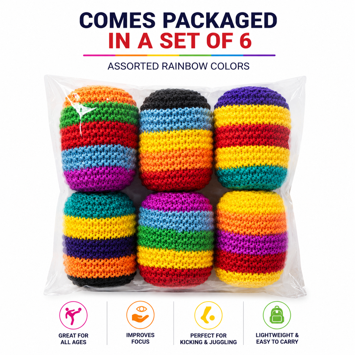 Rainbow Crocheted Hacky Sacks