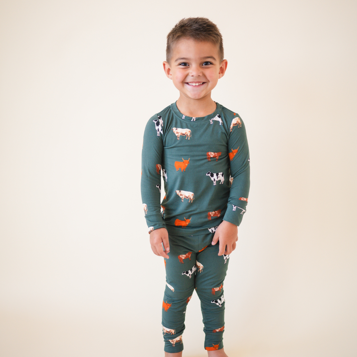 Bamboo 2-Piece Toddler Pajama Set | Green Cow