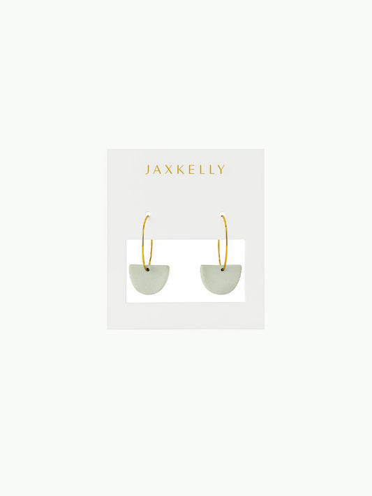 Hoops - Clay Half Moon - Sage Earrings