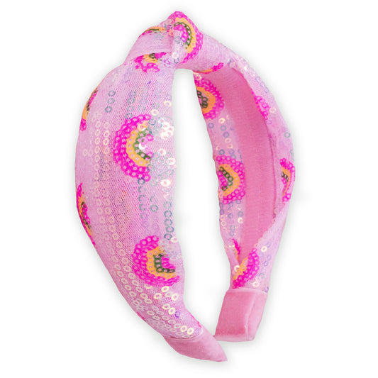 Kids Sequin Knot Headband - Rainbow