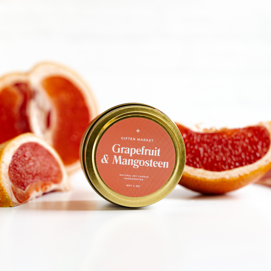 Grapefruit & Mangosteen Soy Candle - 4oz Gold Travel Tin