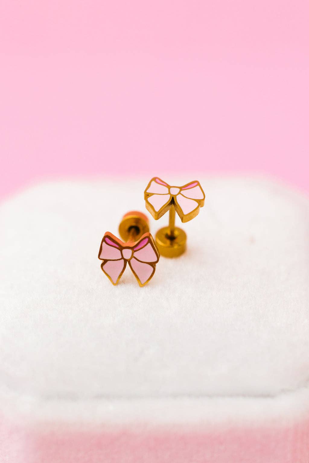 Pink Bow Stud Earrings