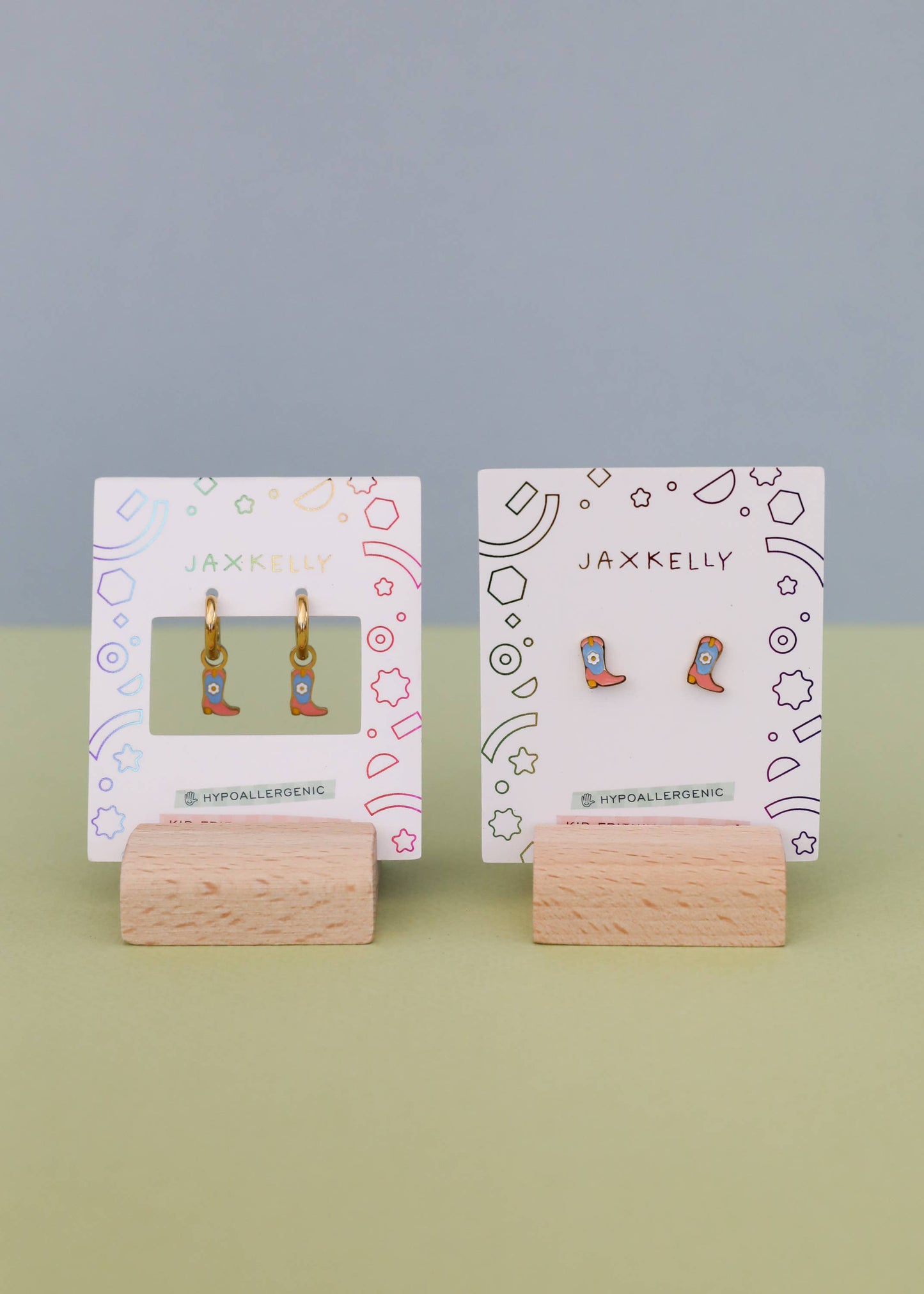 Boot Enamel Flat Back Kids Earrings