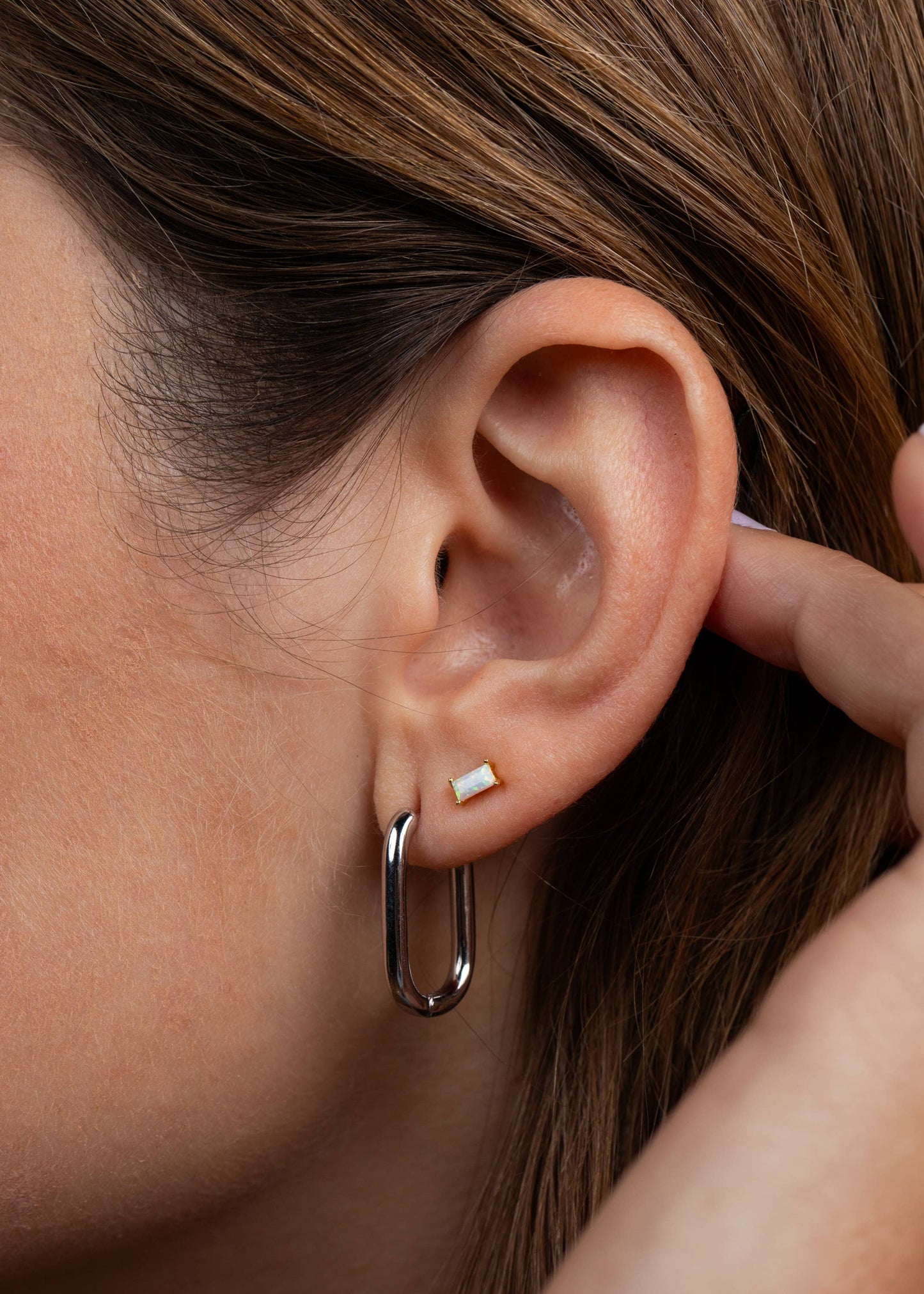 Baguette - White Opal - Earrings