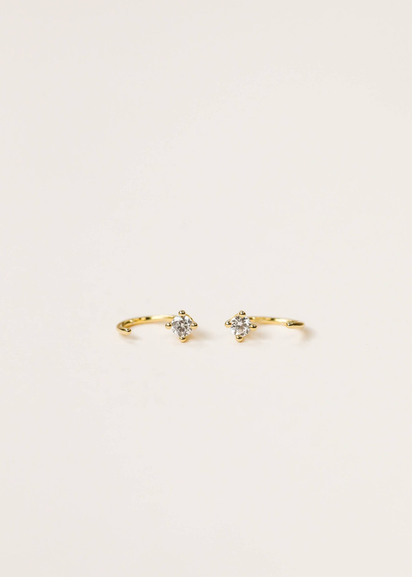 CZ Huggies - White - Gold Earrings