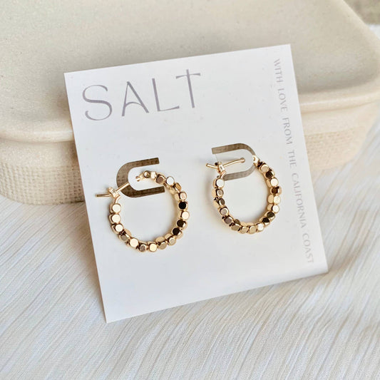 BEADED HOOPS | 18k gold clasp hoop earrings | textured hoop