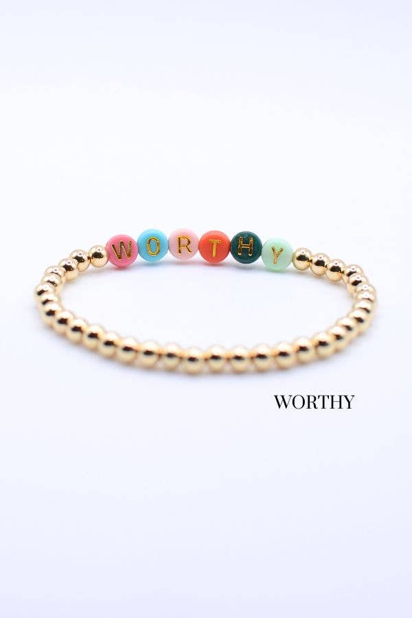 Gold Faith Bracelets – Jesus Loves U, Pray, Saved, Worthy
