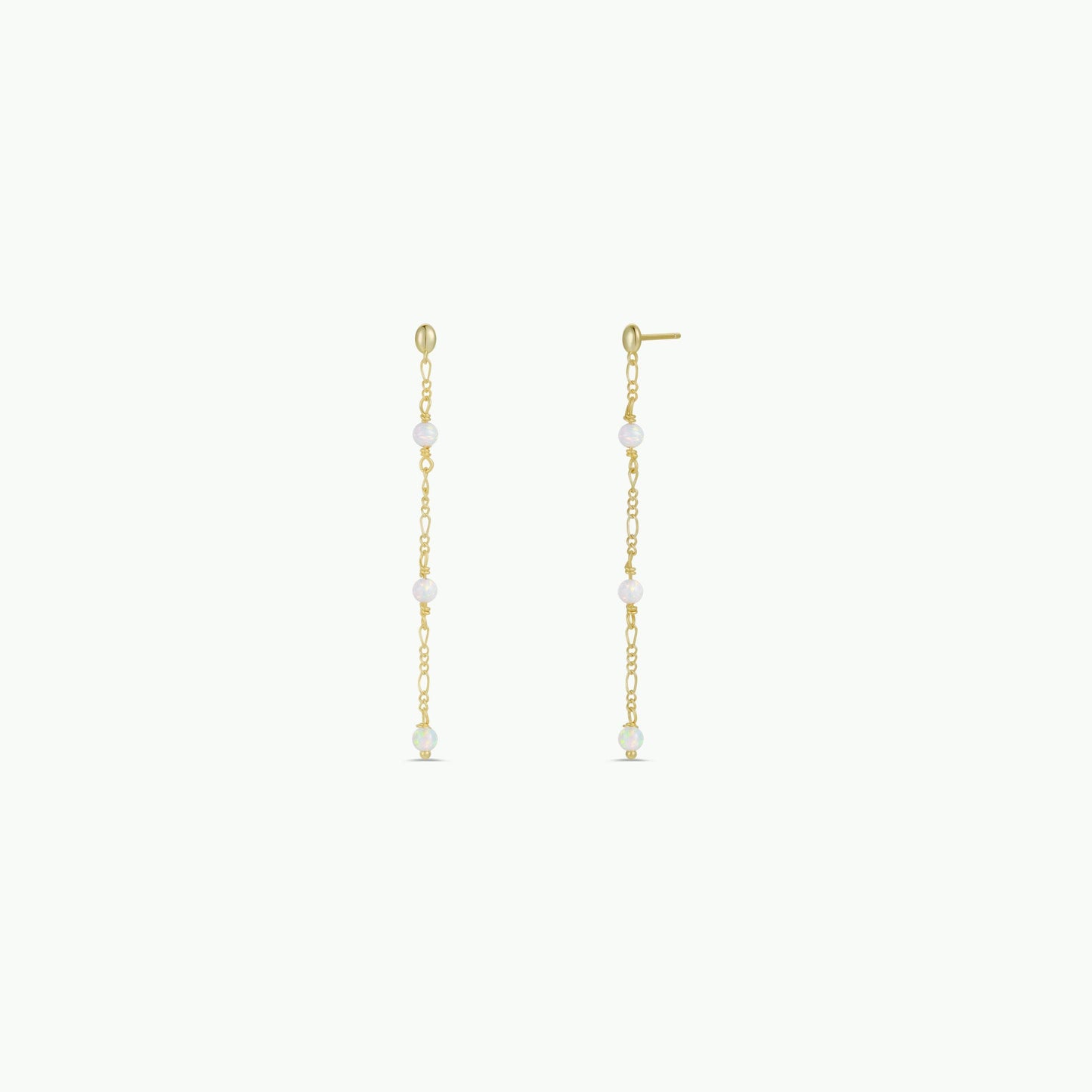 Gemstone Chain Drop Earring - White Opal