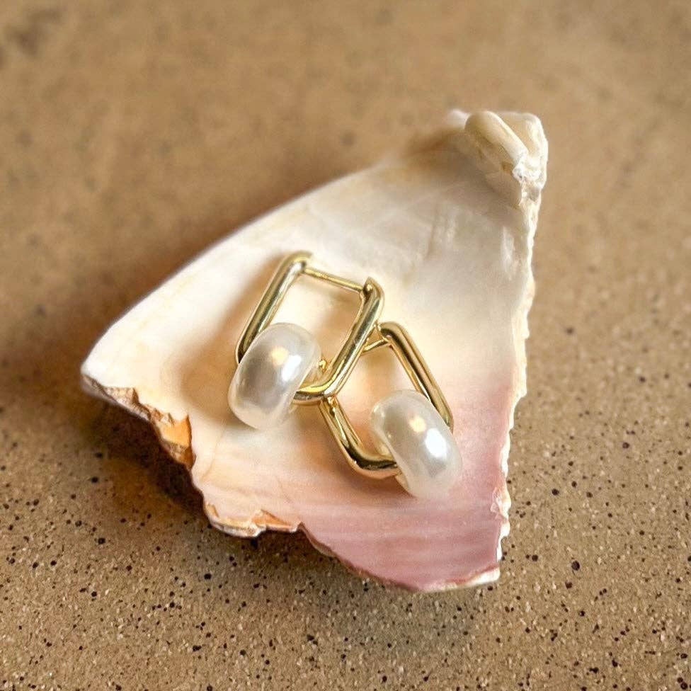 Pearl Huggie Hoop Earring