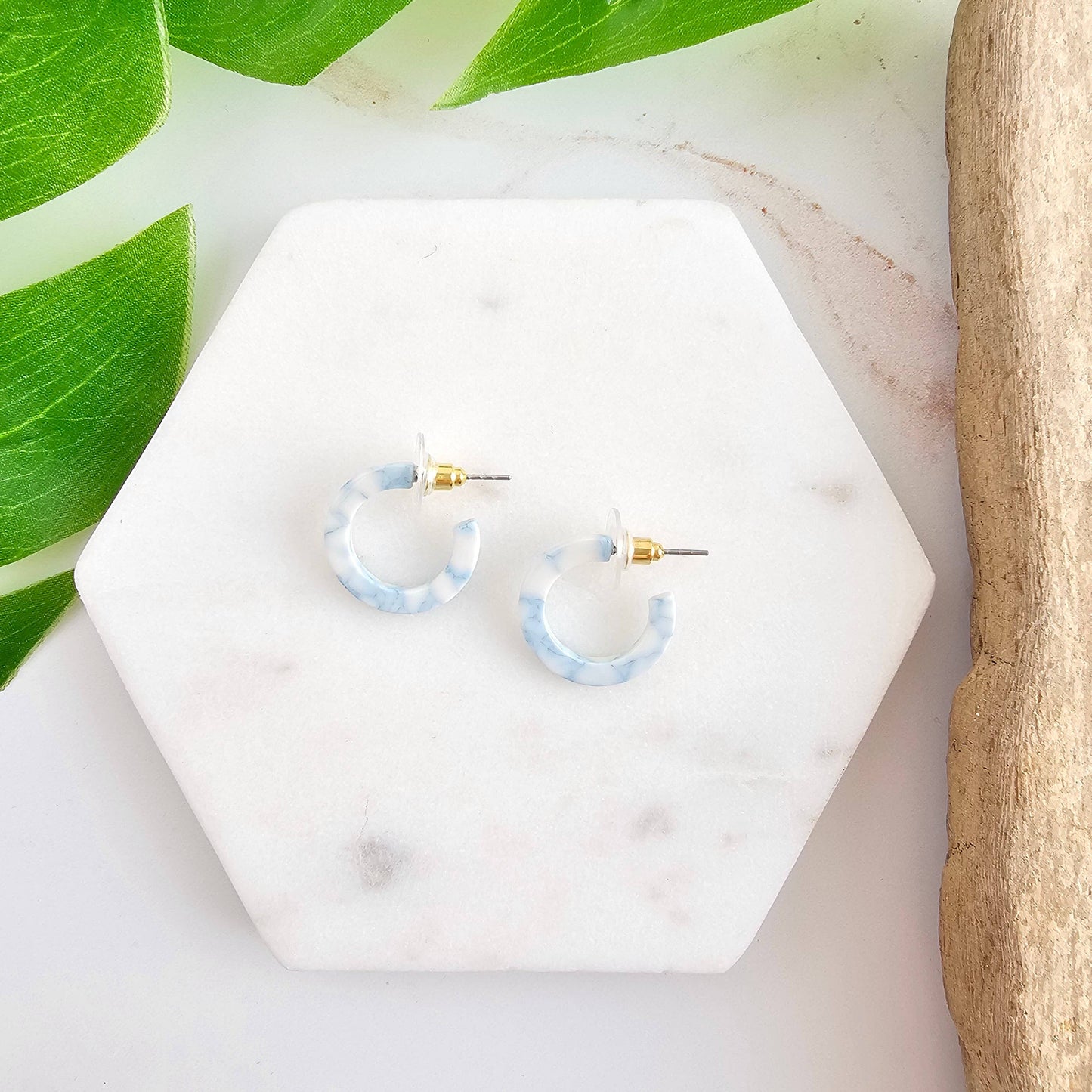 Micro Cam Mini Hoops - Saltwater Blue // Summer Earrings