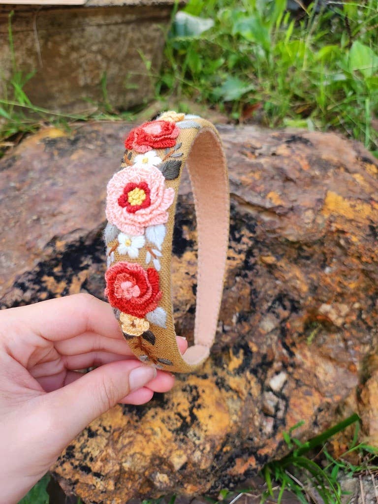 3D Floral Embroidered Headband, Brianna Collection