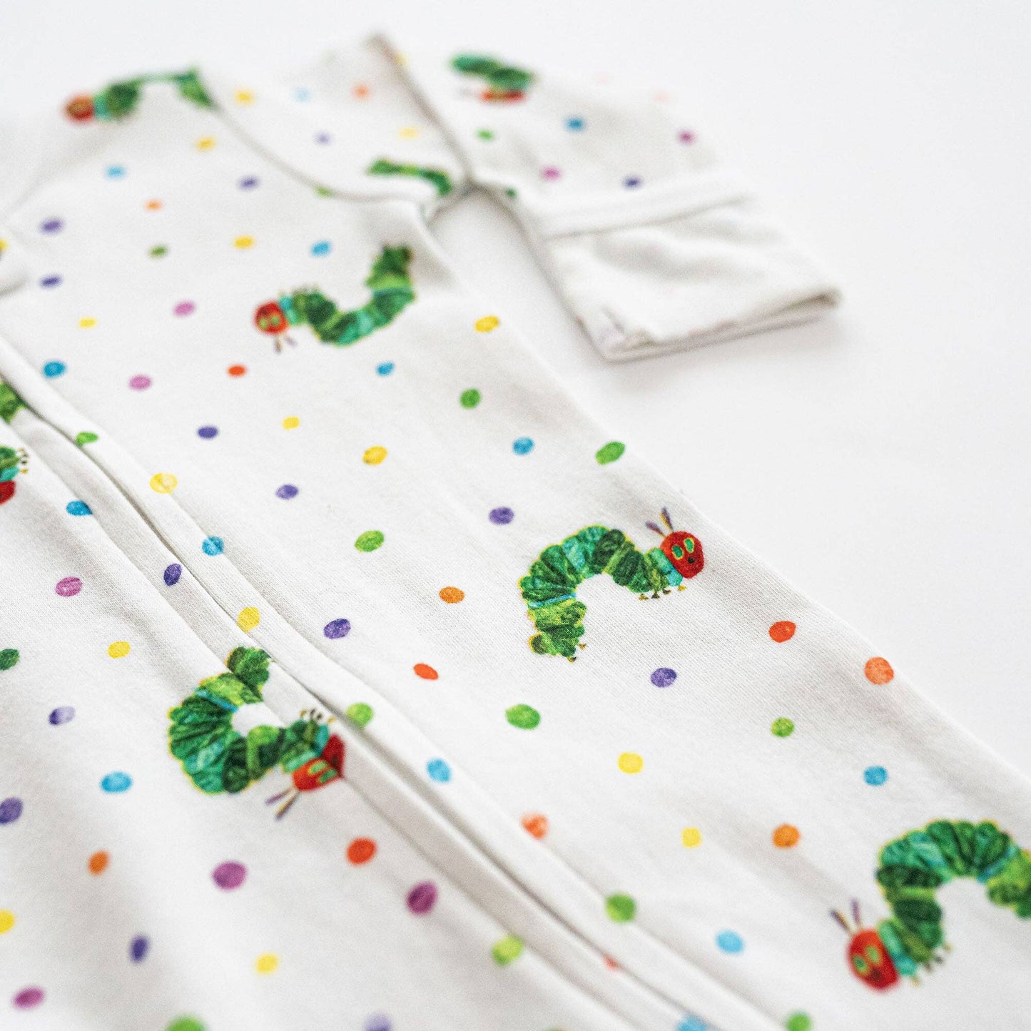 Organic 2-Way Zipper Footie in Caterpillar