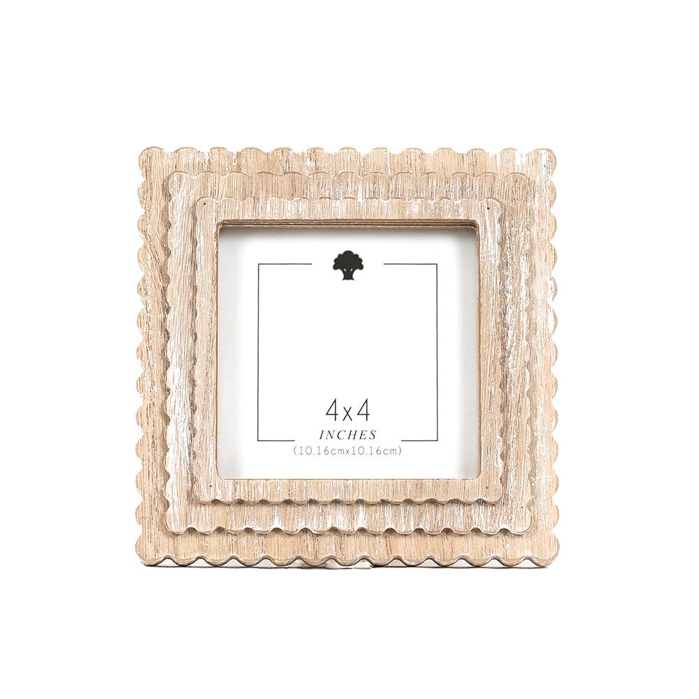 6x6x1 wood SCALLOP photo frame (holds 4x4 pic) - 17018