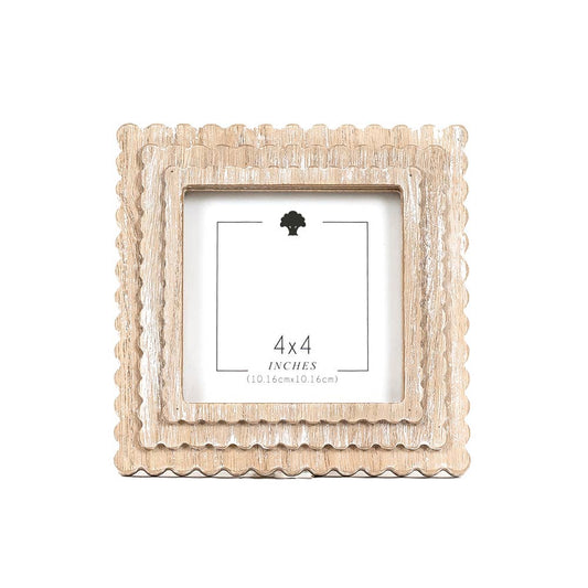 6x6x1 wood SCALLOP photo frame (holds 4x4 pic) - 17018