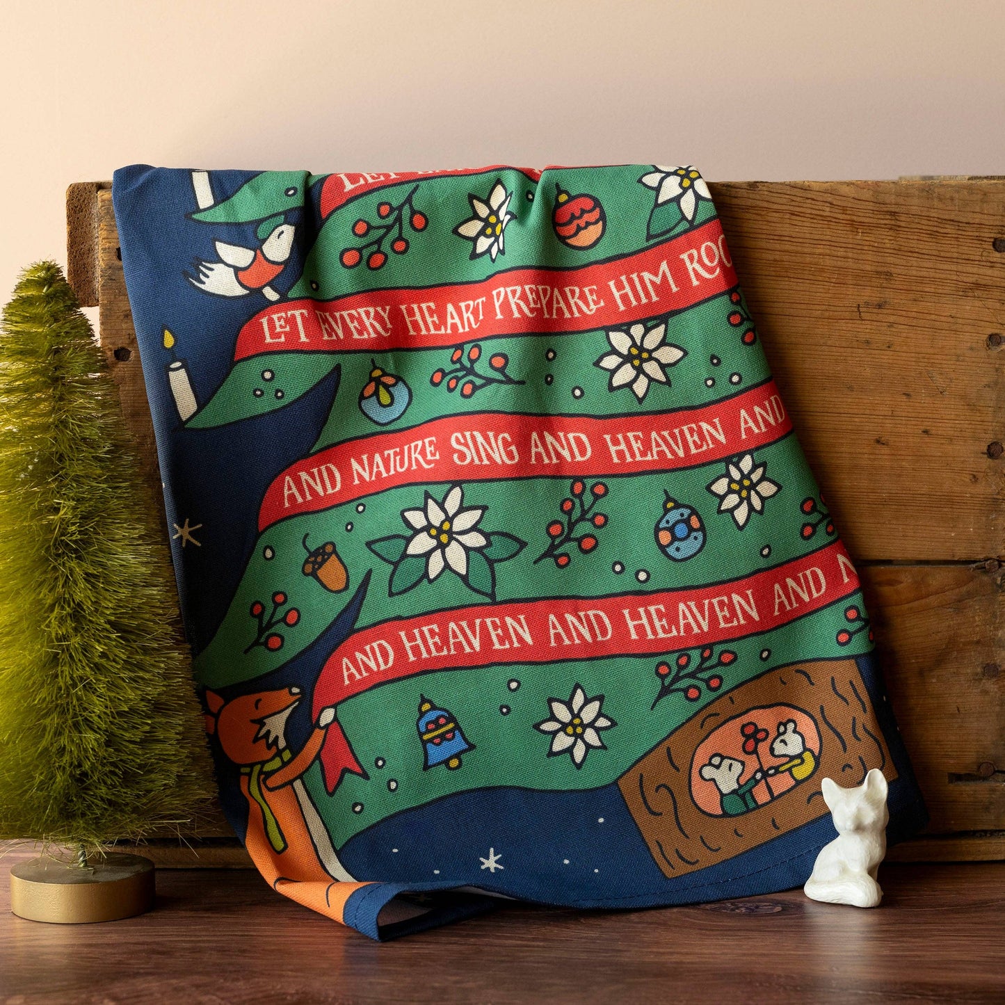 Joy To The World Christmas Tea Towel - Full Color