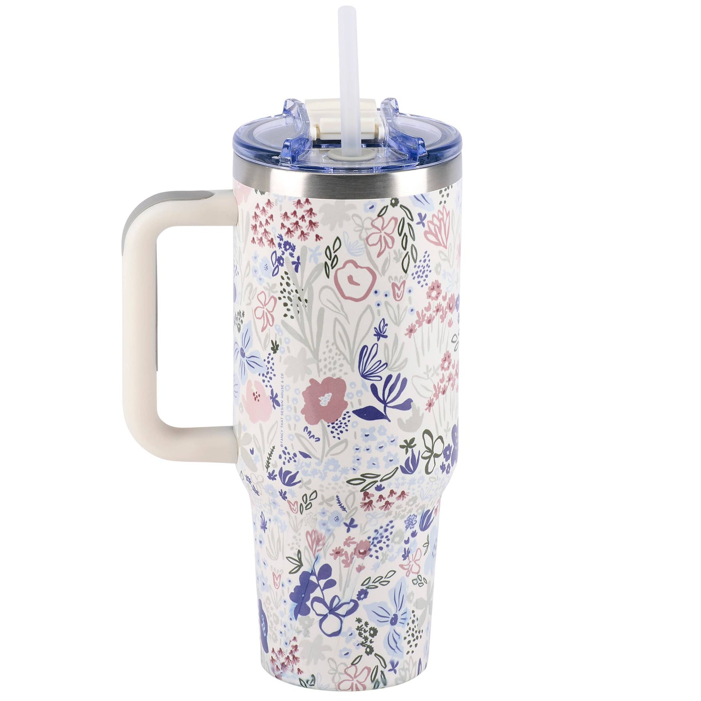 Blue Floral Travel Mug