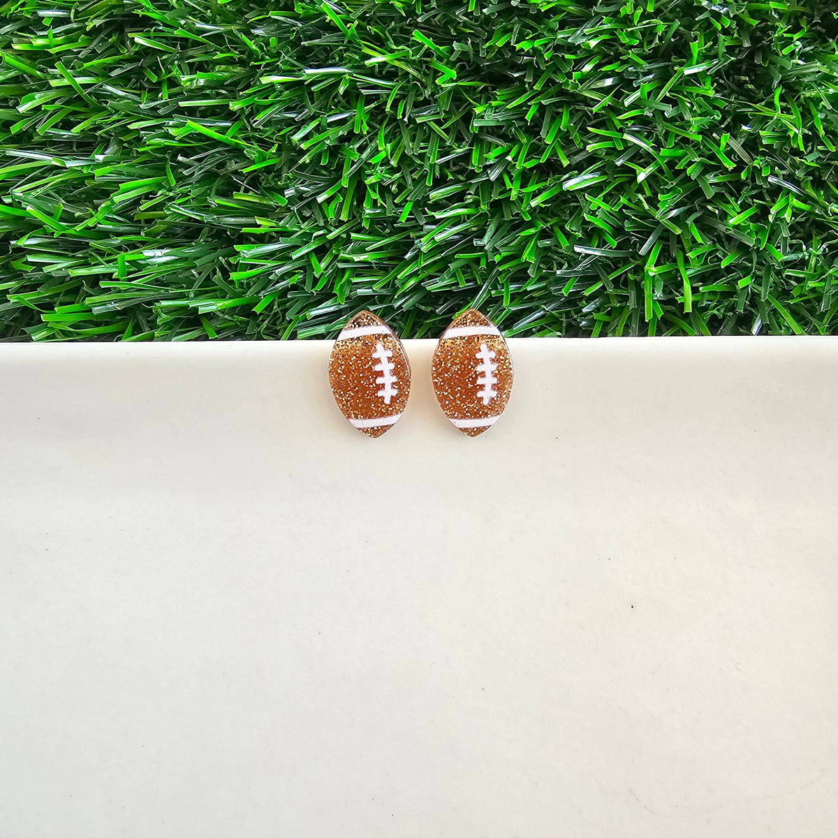 Glitter Football Studs // Game Day, Jewelry, Earrings