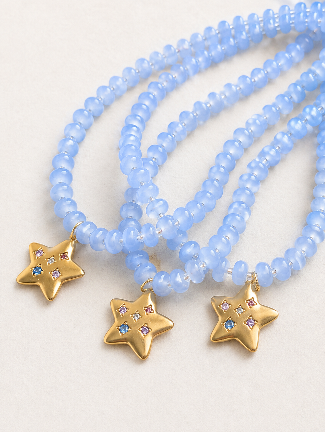Periwinkle Beaded Star Necklace