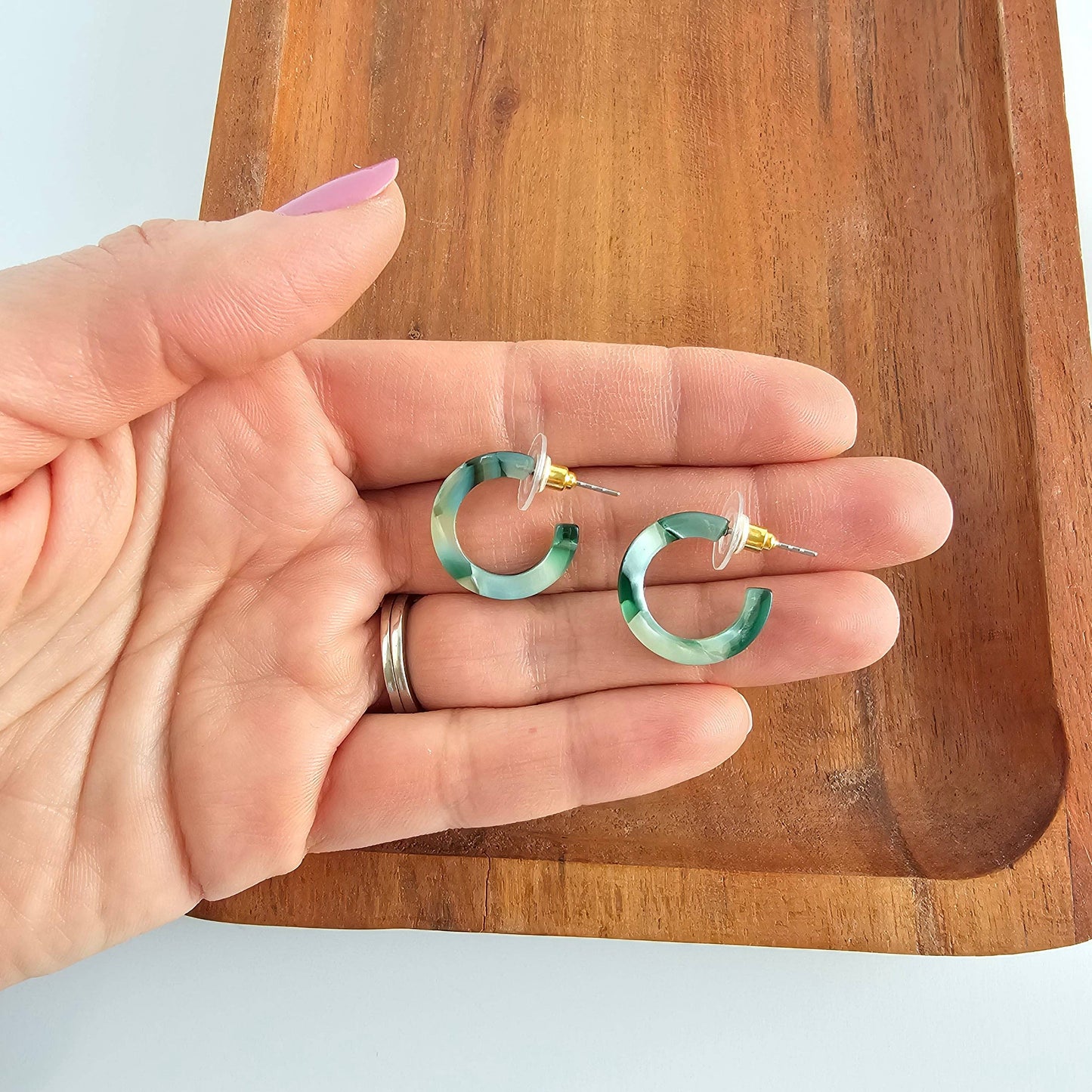 Micro Cam Mini Hoops - Palm Lustre // Resort Summer Earrings