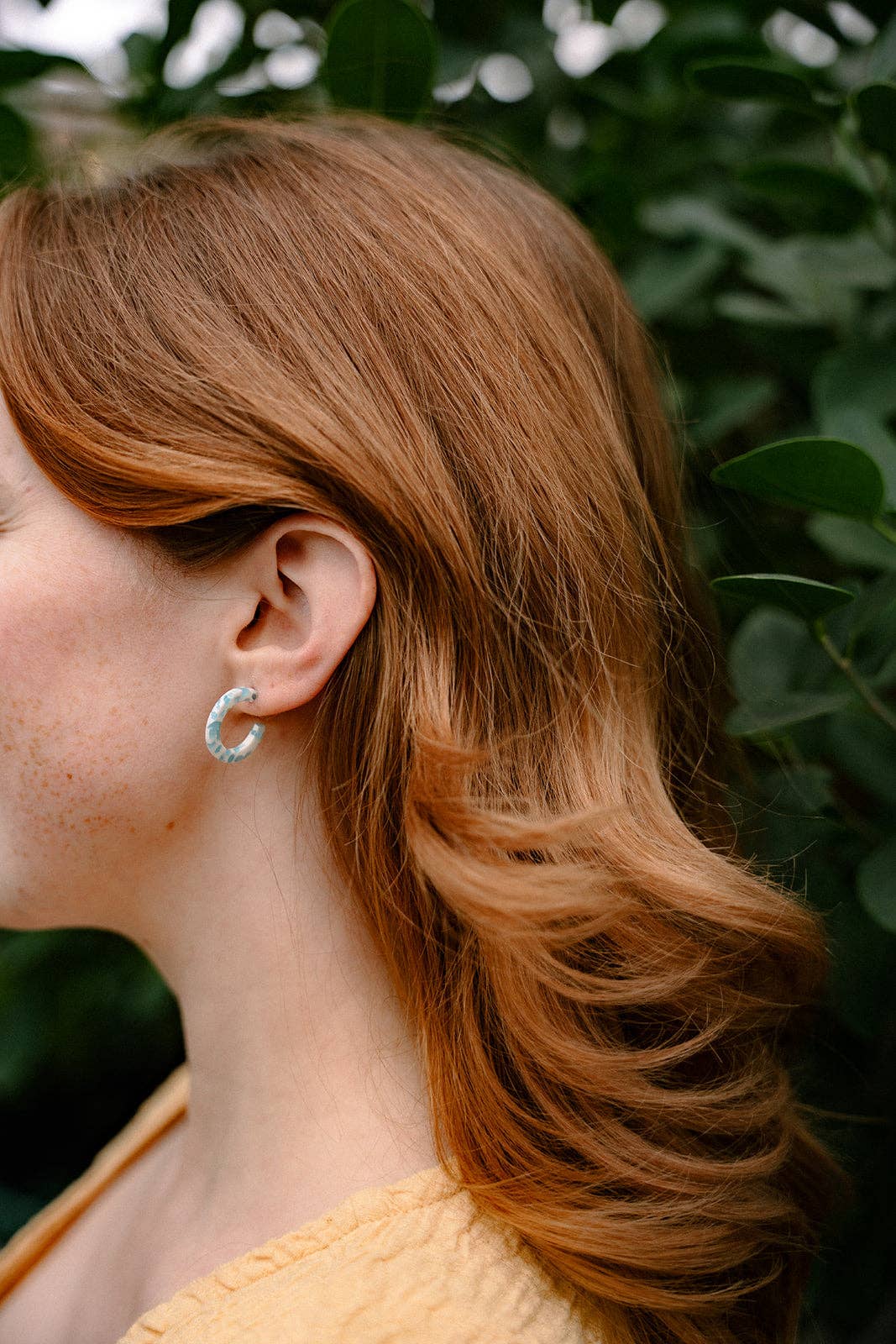 Micro Cam Mini Hoops - Pastel Blue Dot // Easter Jewelry