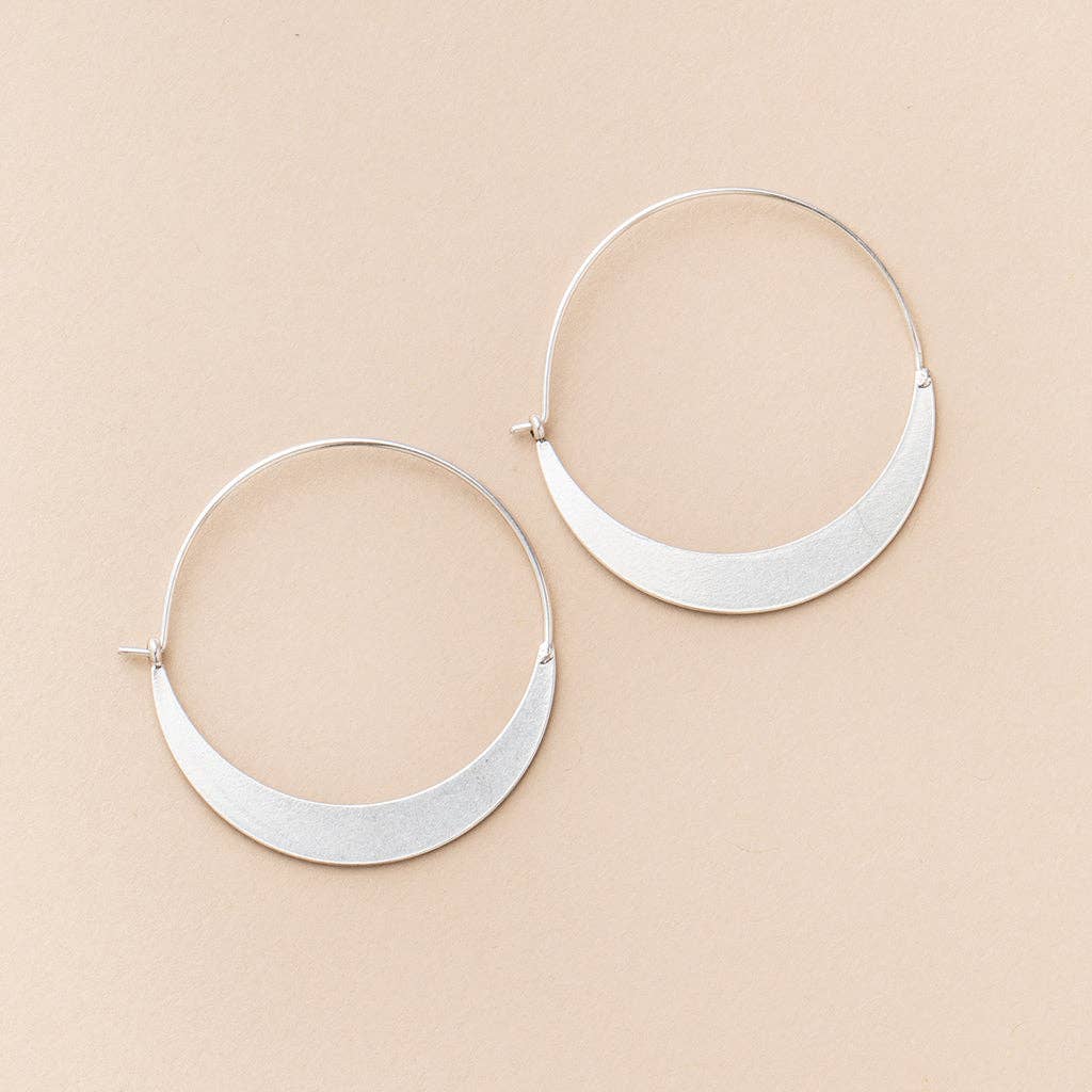 Refined Earring Collection - Crescent Hoop/Silver