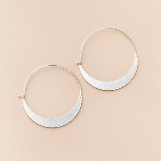 Refined Earring Collection - Crescent Hoop/Silver
