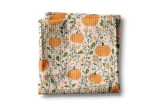 Pumpkin Fall Botanical Floral Autumn Kitchen Towel Waffle