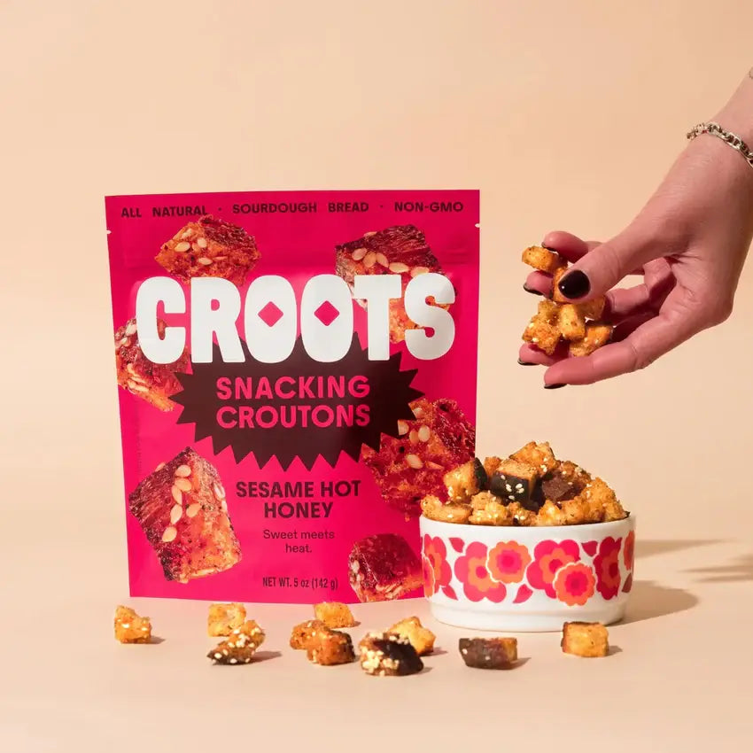 Sesame Hot Honey: Snackable Sourdough Croutons