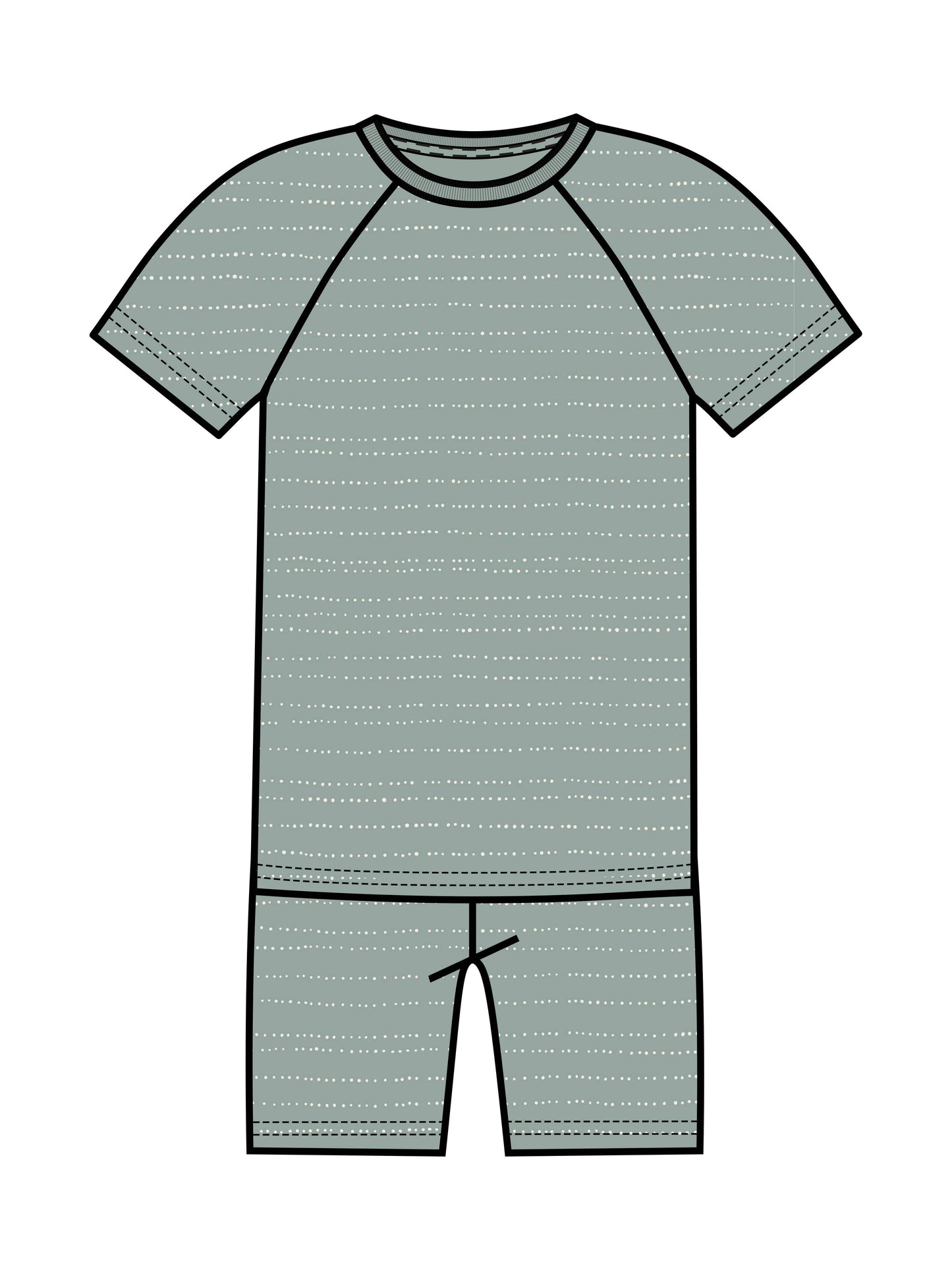 2-Piece Short Sleeve Jammie Set - Pebble / Jade