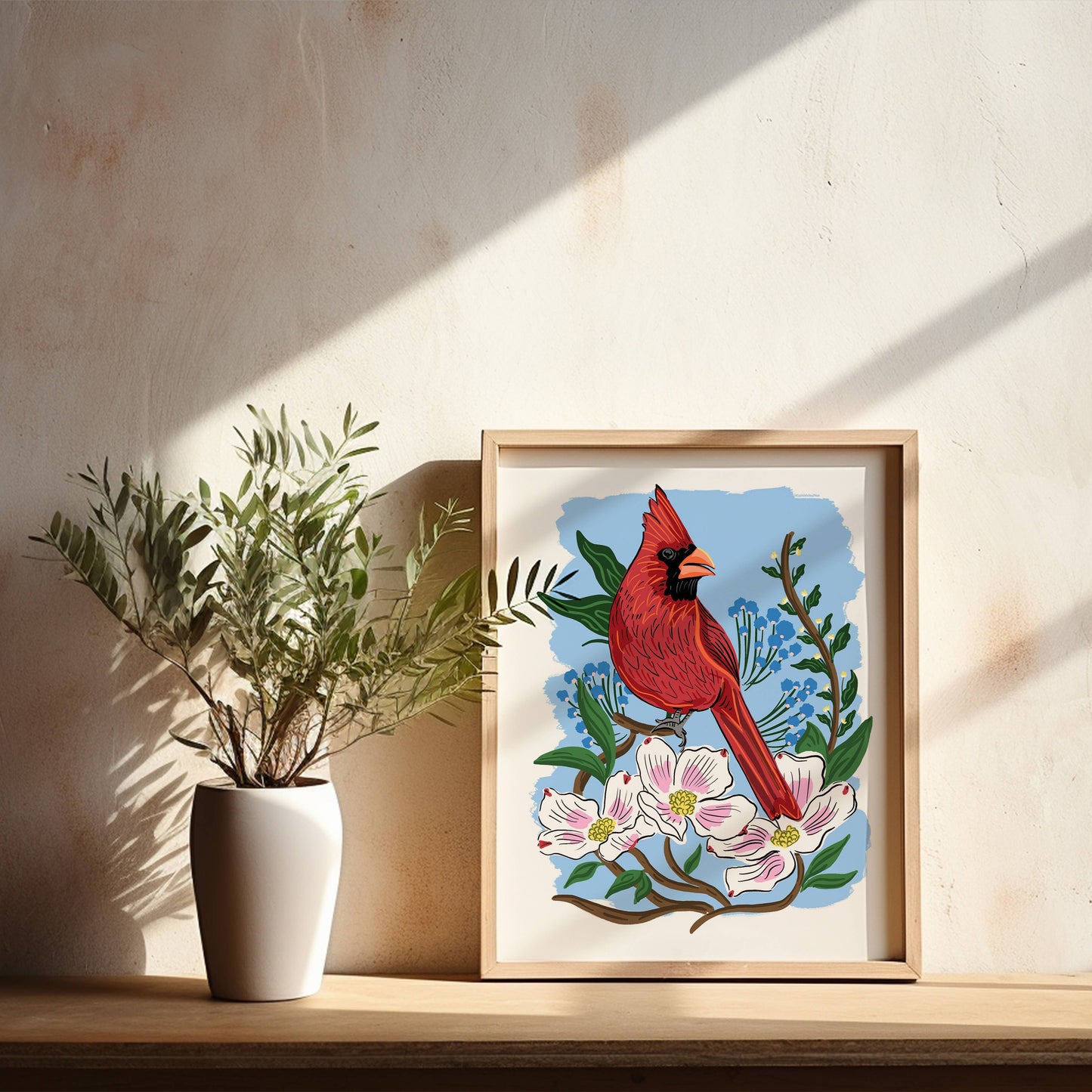 "Carolina Cardinal with Dogwood" - 8" x 10" Giclée Art Print