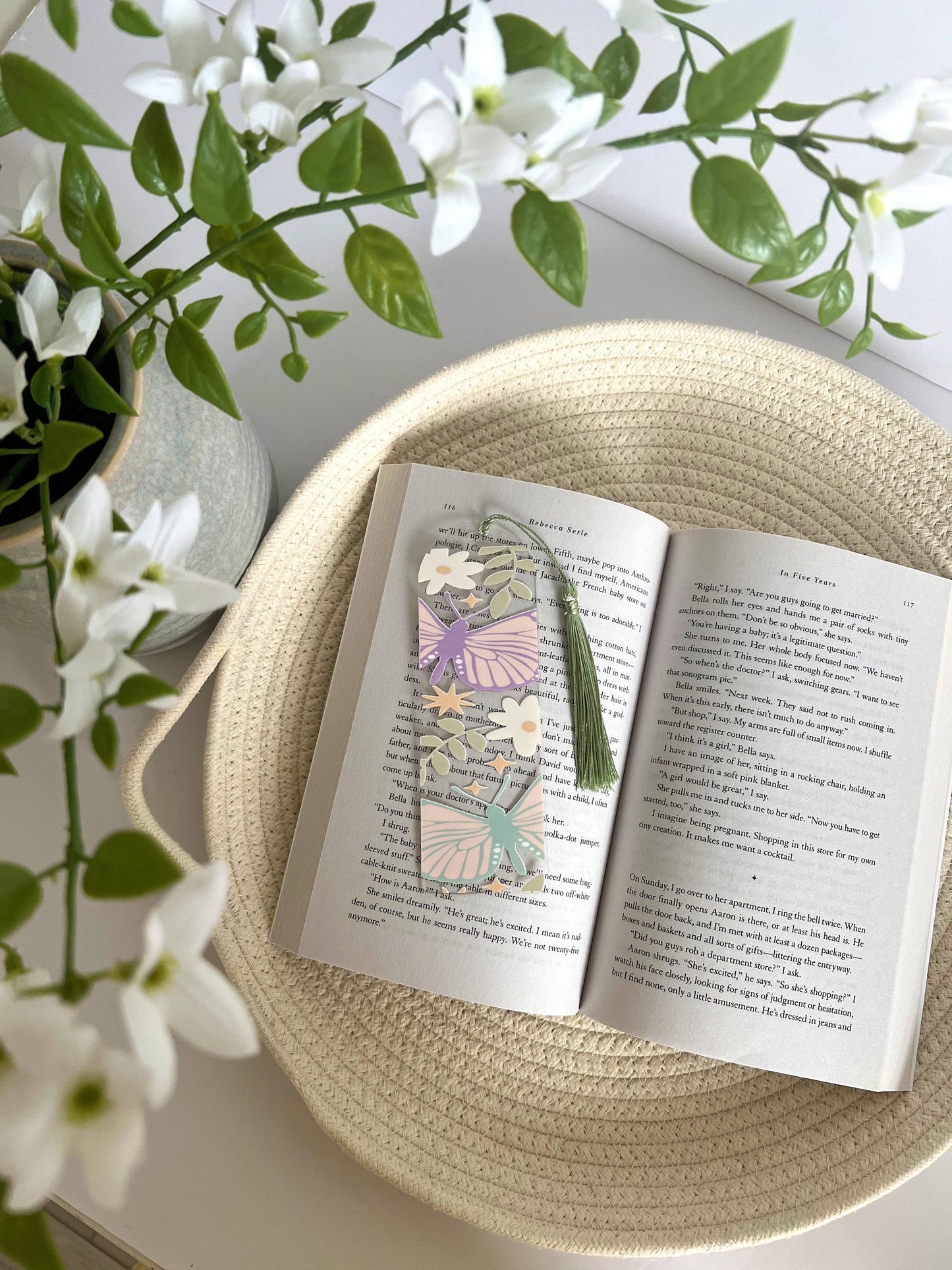 Butterfly and Flower Acrylic Bookmark,Spring Bookmark
