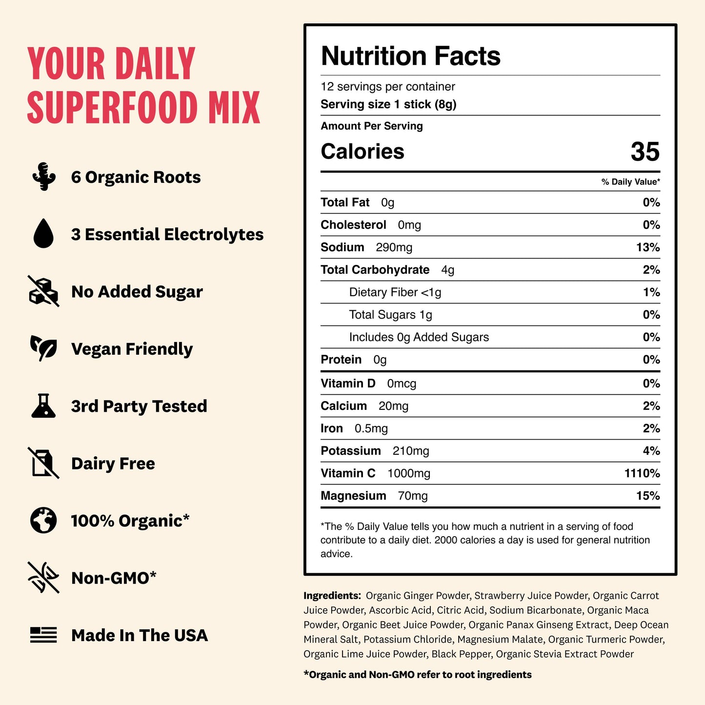 Immunity & Hydration Superfood Mix - Strawberry | 12 count