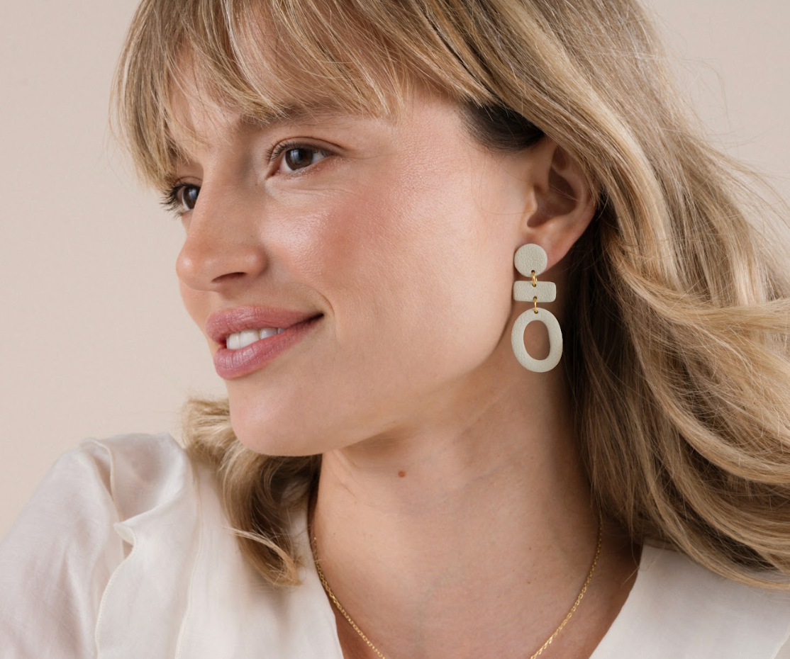 Organic Three Tier Clay Earring - Sage
