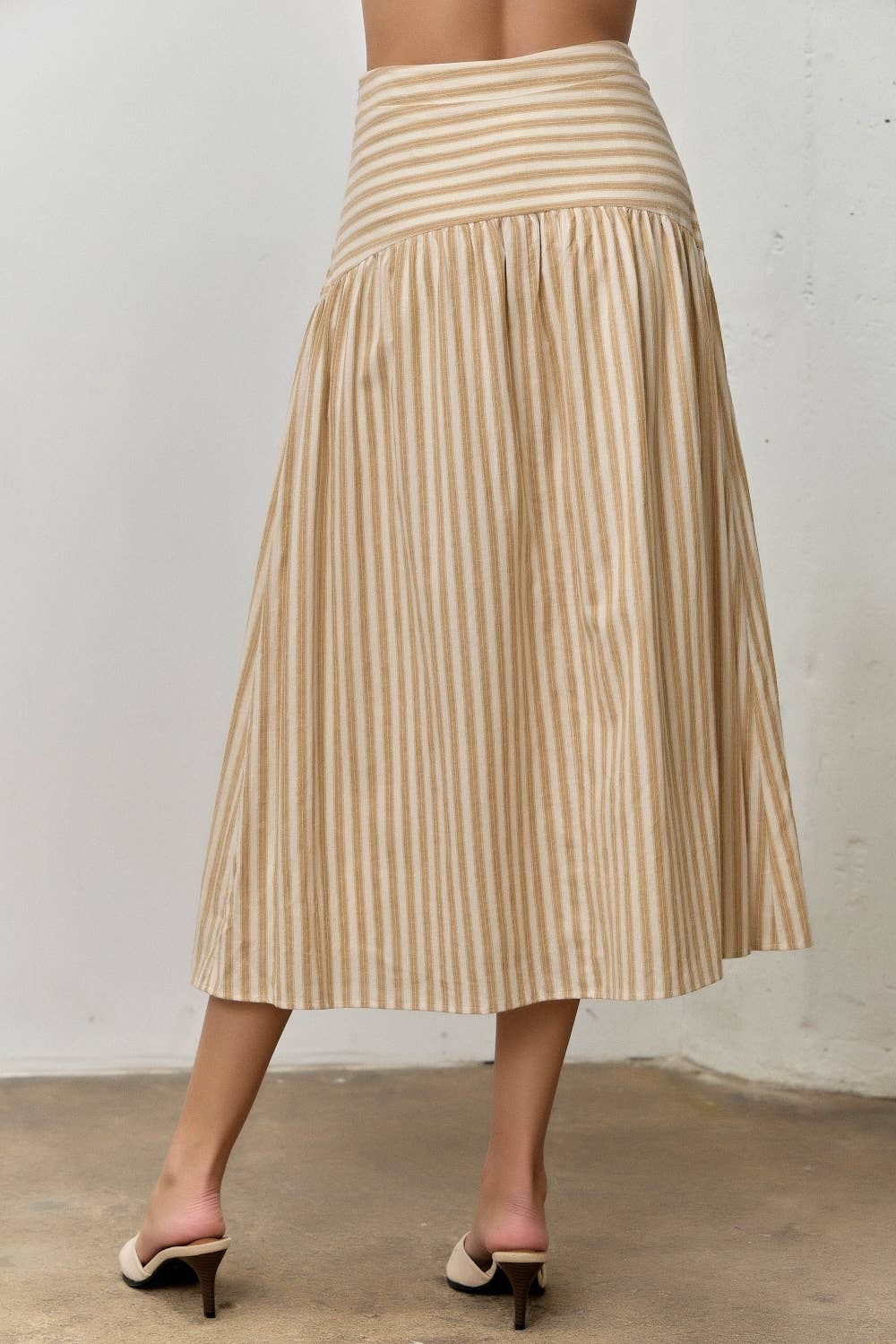 STRIPED COTTON MIDI SKIRT