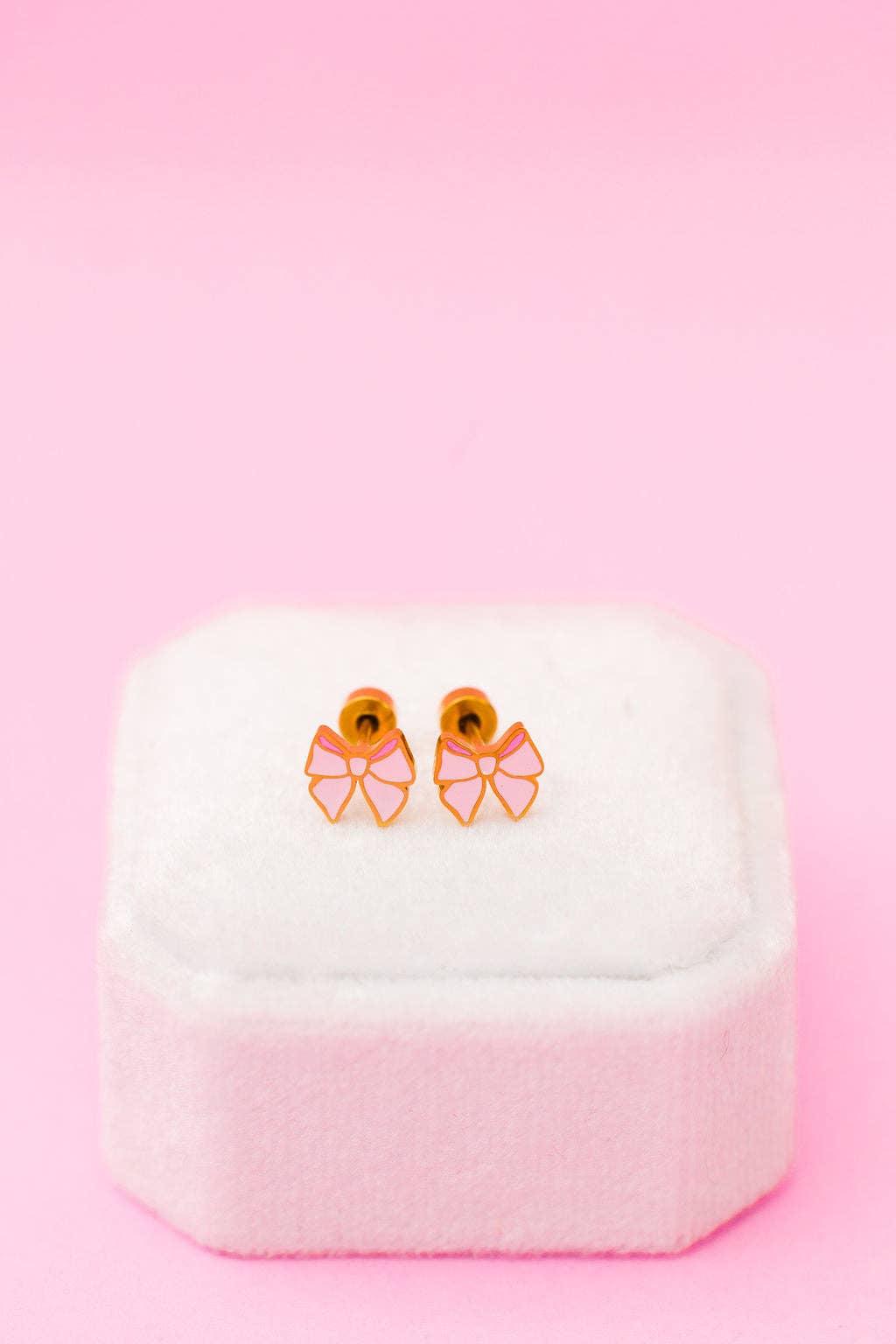 Pink Bow Stud Earrings