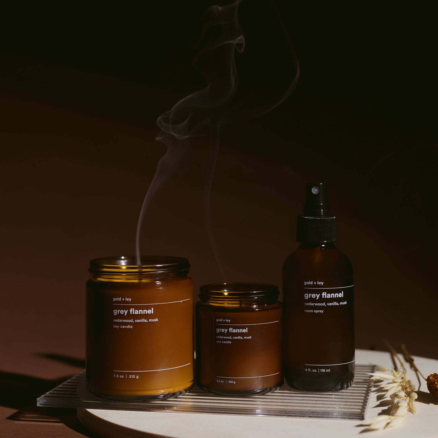 Grey flannel room + line spray - cedarwood, vanilla, musk