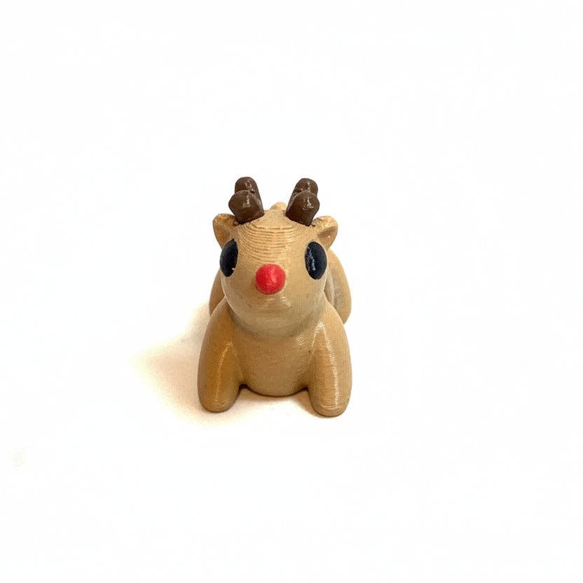 Red Nose Reindeer • Mini 3D Printed Articulated Animal • Flexi Animals • Christmas • Pocket Pets • Pocket Pals • Desk Pets [#72]