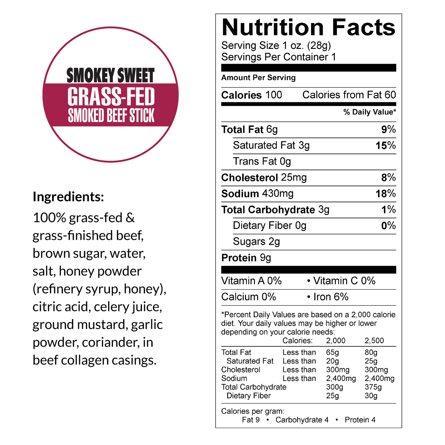 Smokey Sweet - 100% Grass-Fed Beef Stick