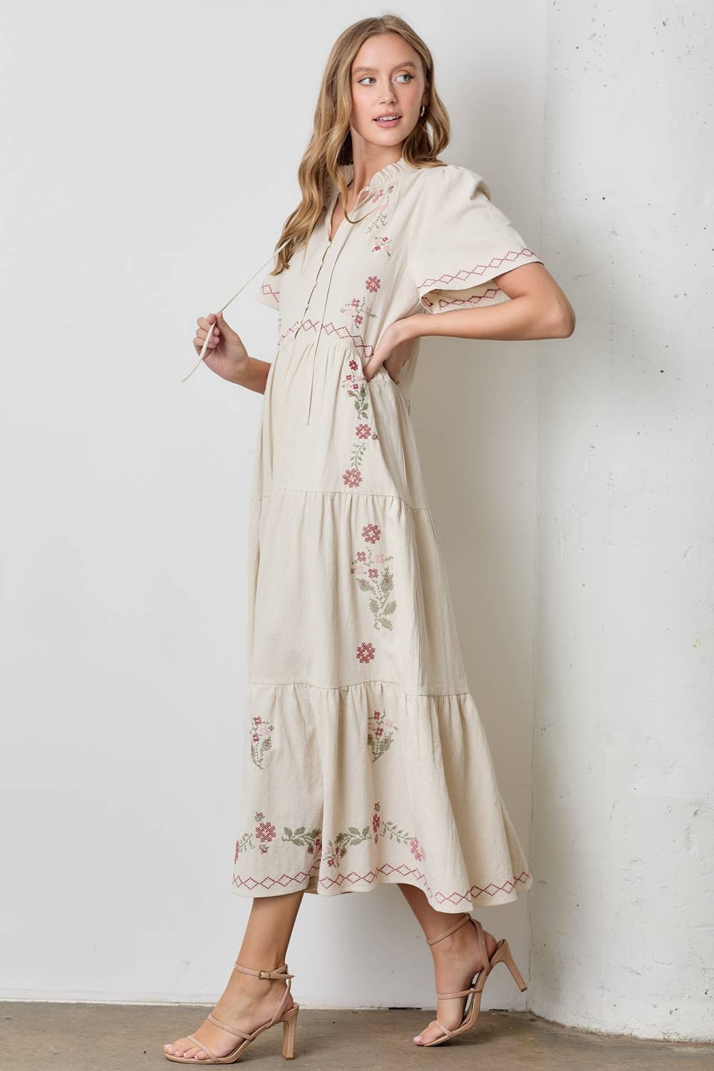 CROSS STITCH MAXI DRESS