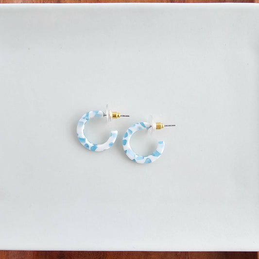Micro Cam Mini Hoops - Pastel Blue Dot // Easter Jewelry
