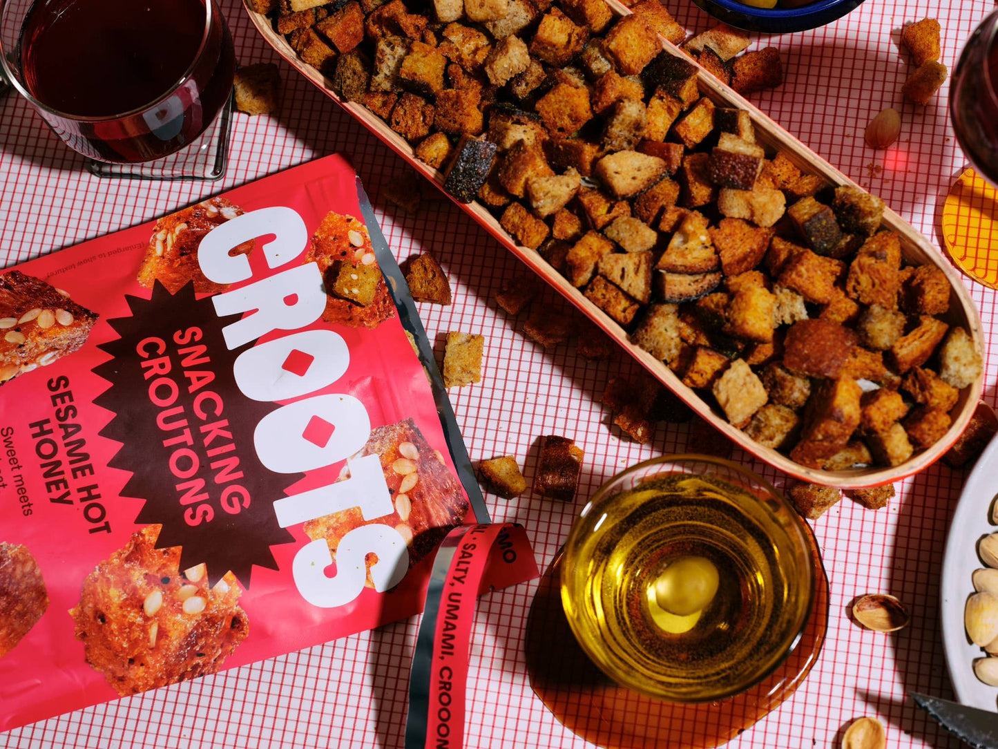 Sesame Hot Honey: Snackable Sourdough Croutons