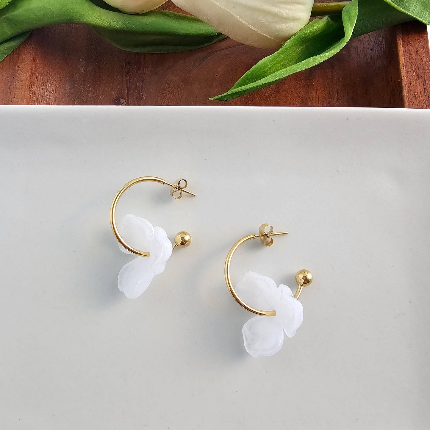 Magnolia Hoops - White // Jewelry, Earrings