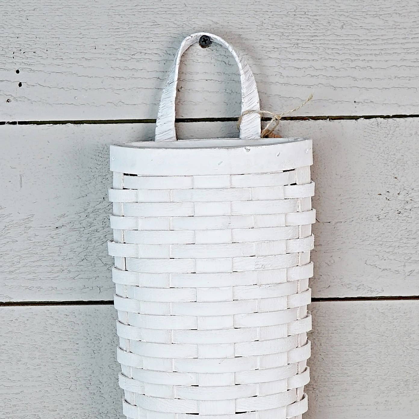 Long John Woven Wall Basket-White Wash-18Lx6W-