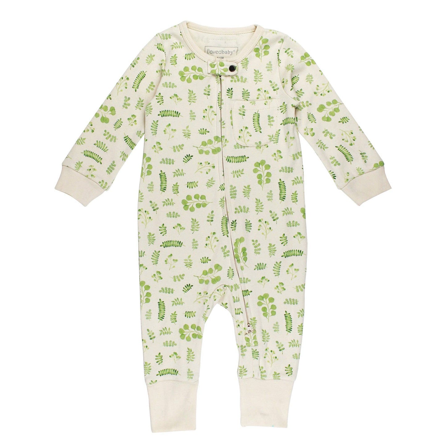 Organic Footless 2-Way Zipper Romper in Stone Botanica