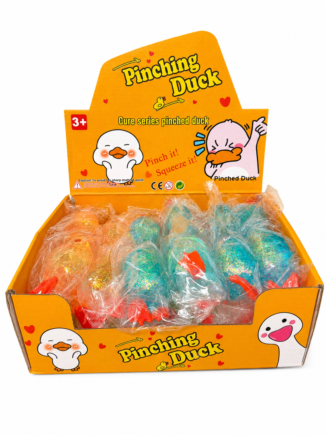 Pinching Duck Glitter Squishy Stress Toy Display MSS10