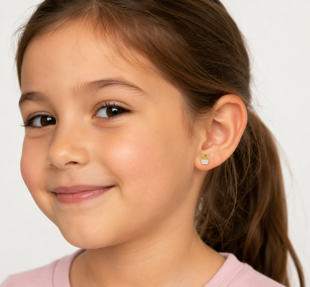 Cupcake Enamel Flat Back Kids Earrings
